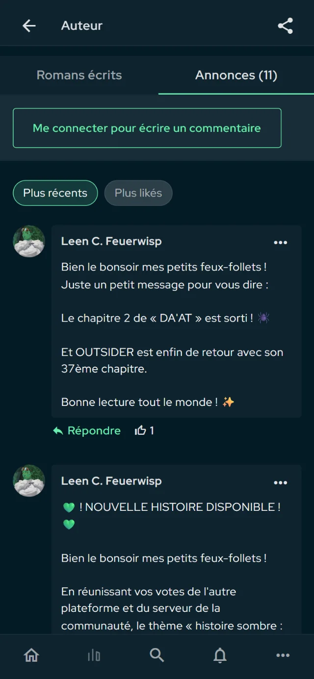 Les annonces d'auteurs